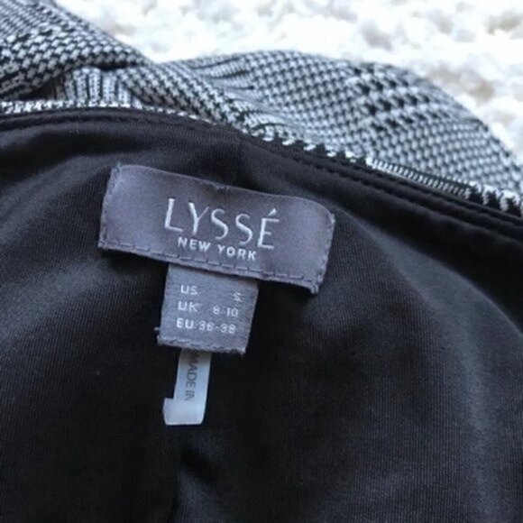 Lyssé: Black White Mixed Herringbone Ponte Pants S - Picture 5 of 10